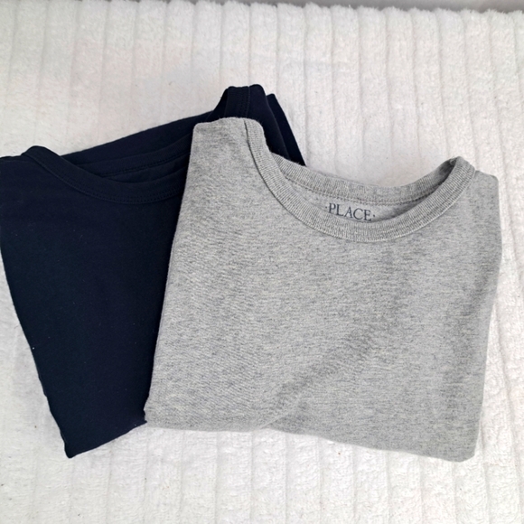 The Children's Place Other - Children's Place 2 LS Tshirts Heather Grey/Navy Blue, Youth sz L (10-12)